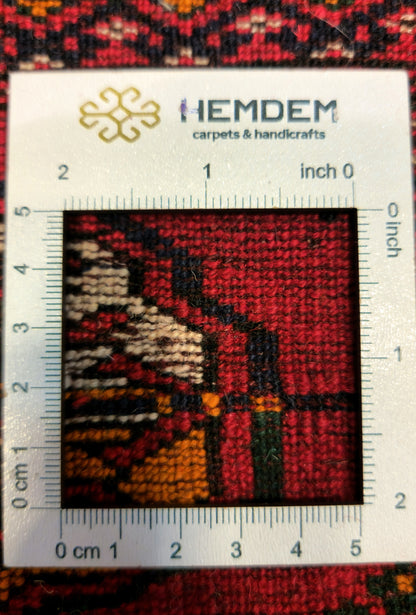 Handknotted Turkmen Rug Tekke Wool Rug 81 x 127 cm (3'x4' ft) Red