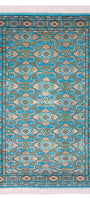 El Dokuma Mavi Halı İpek ve Yün Herati Halı 136 x 200 cm (4'5 x 7')