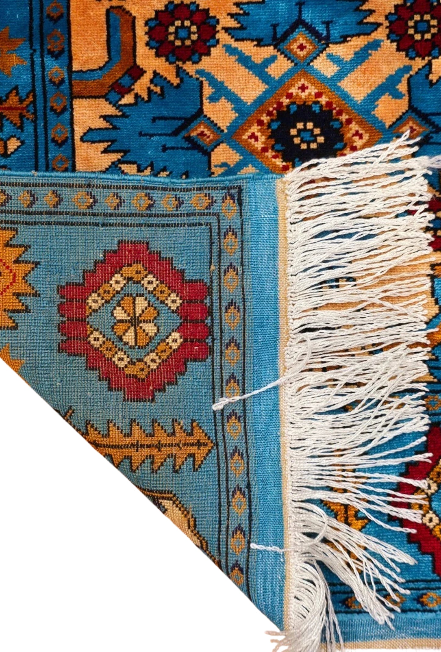 Herati Afghan Rug Oriental Silk Handknotted Eastern Area Rug 111 x 180 cm (4' x 6' ft) Blue