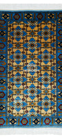 Herati Afghan Rug Oriental Silk Handknotted Eastern Area Rug 111 x 180 cm (4' x 6' ft) Blue