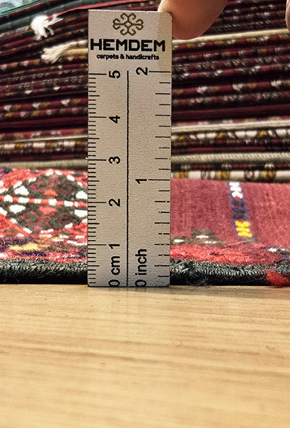 Handmade Vintage Turkoman Yomut Kilim Rug 225 x 375cm (7.4' x 13' ft) Red