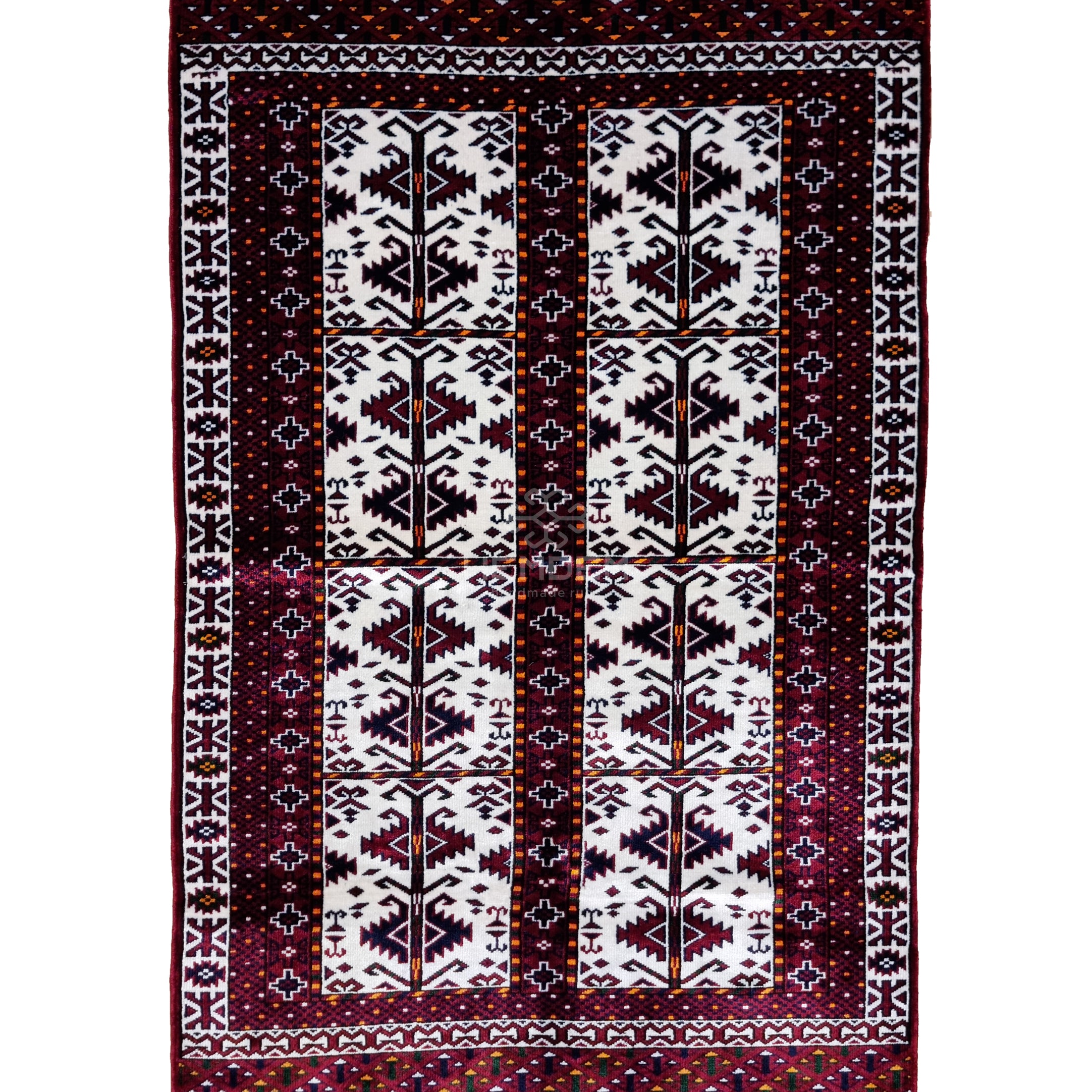 Turkoman Rare Design Silk Rug 76 x 120 cm (2.5'x4' ft) Red