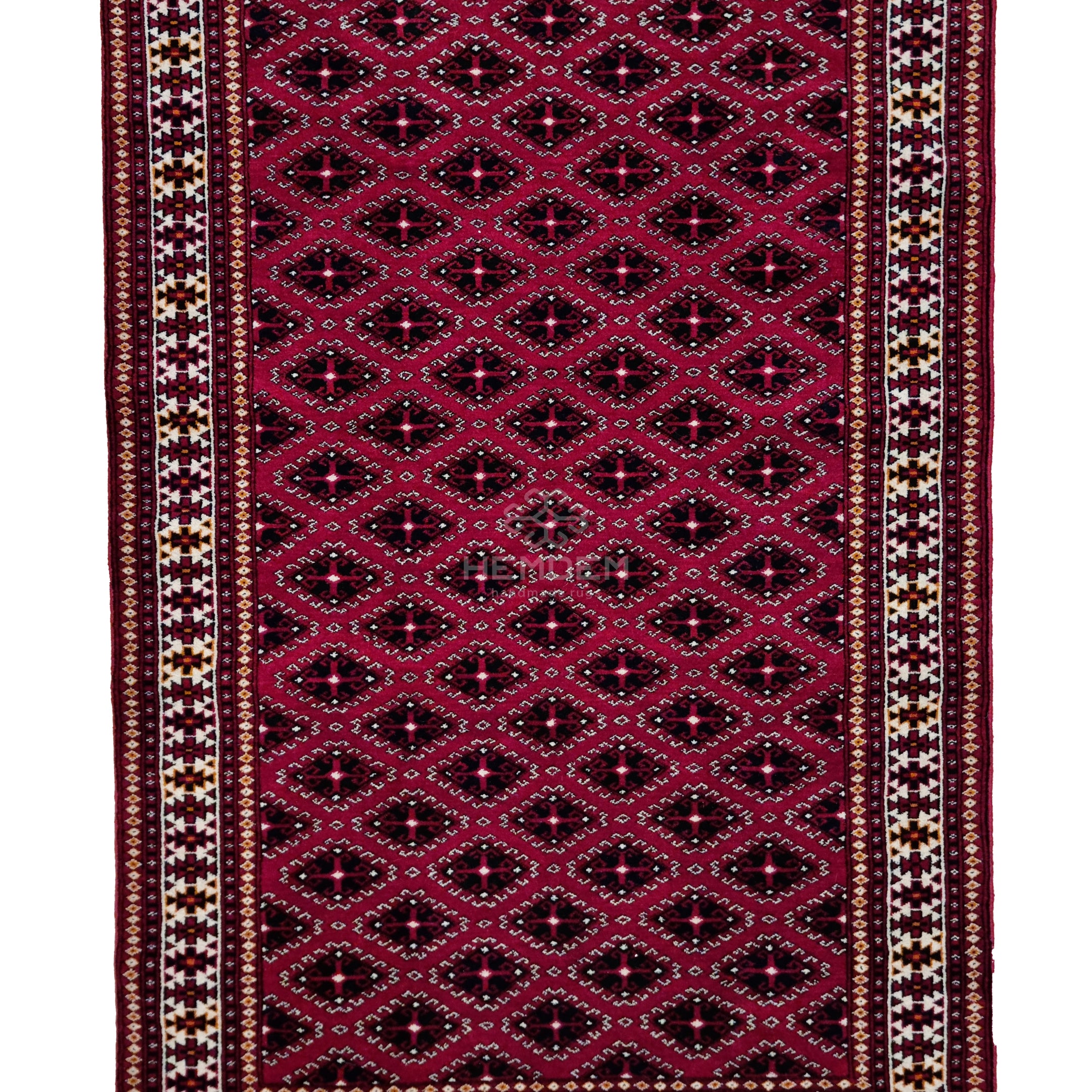 Turkoman Yomud Rare Design Wool Rug 100 x 150 cm (2.5'x4' ft) Red