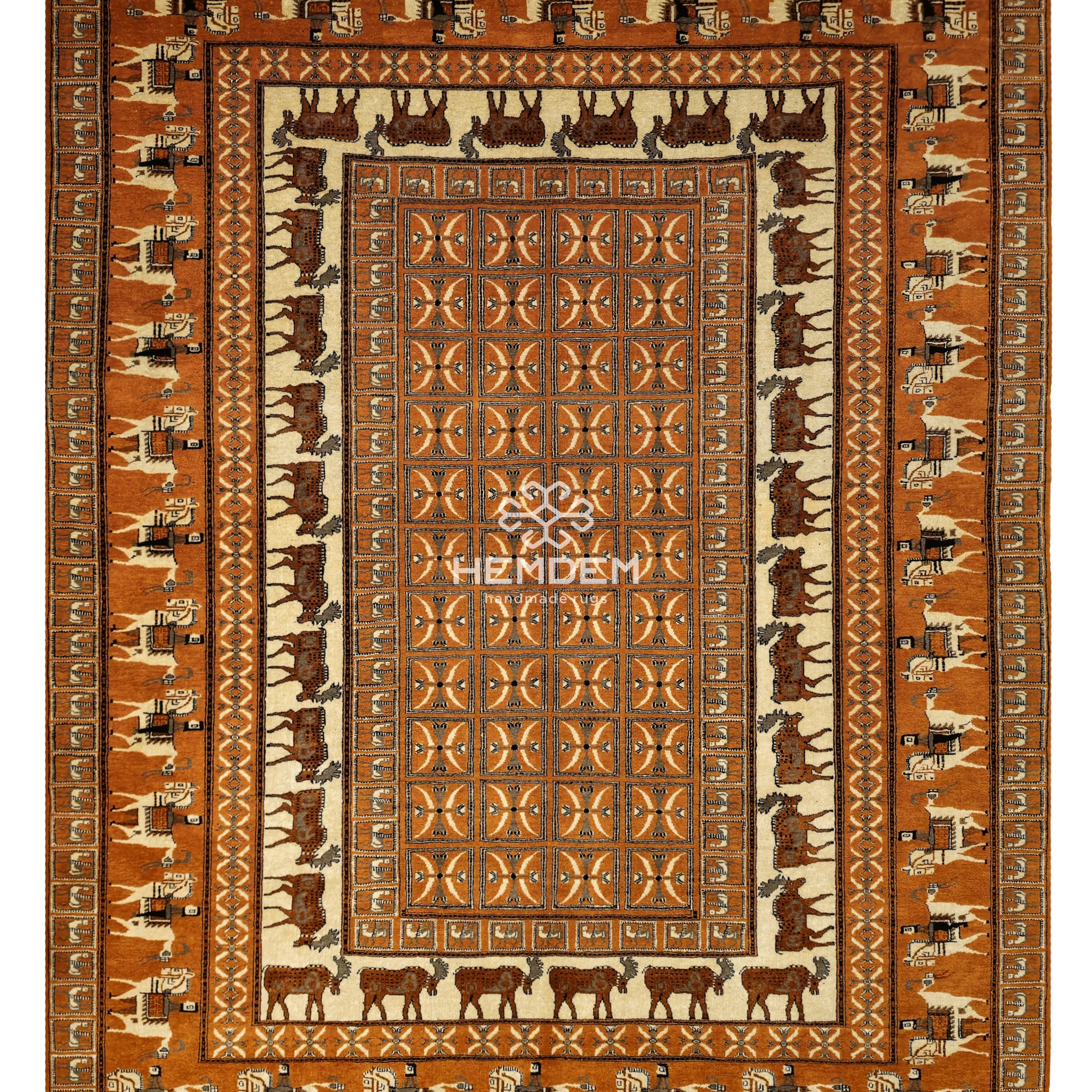 Pazyryk Rug with Organic Dyes 200 x 255cm (6.6' x 8.4') Peach