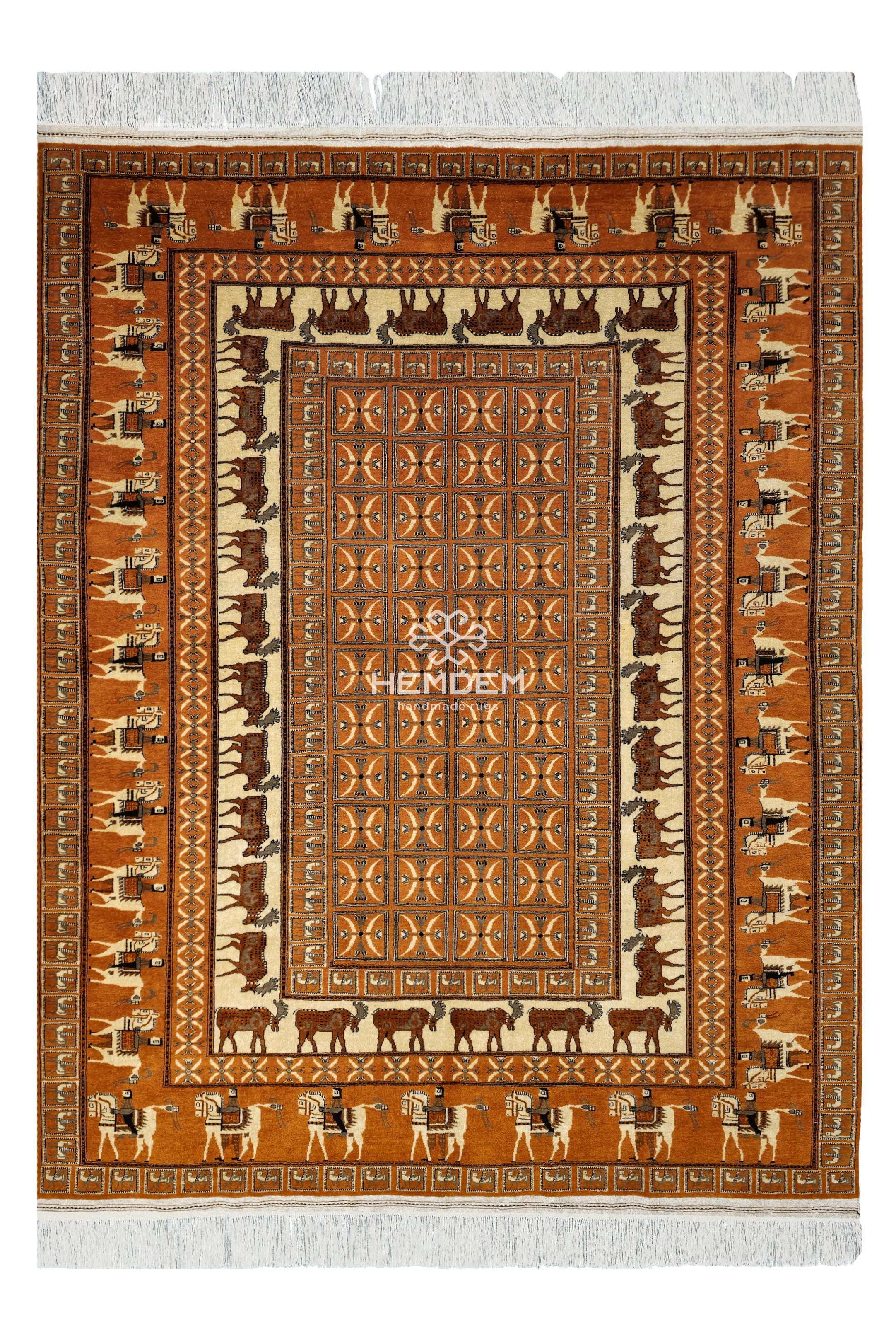 Pazyryk Rug with Organic Dyes 215 x 285cm (7' x 9.5') Peach