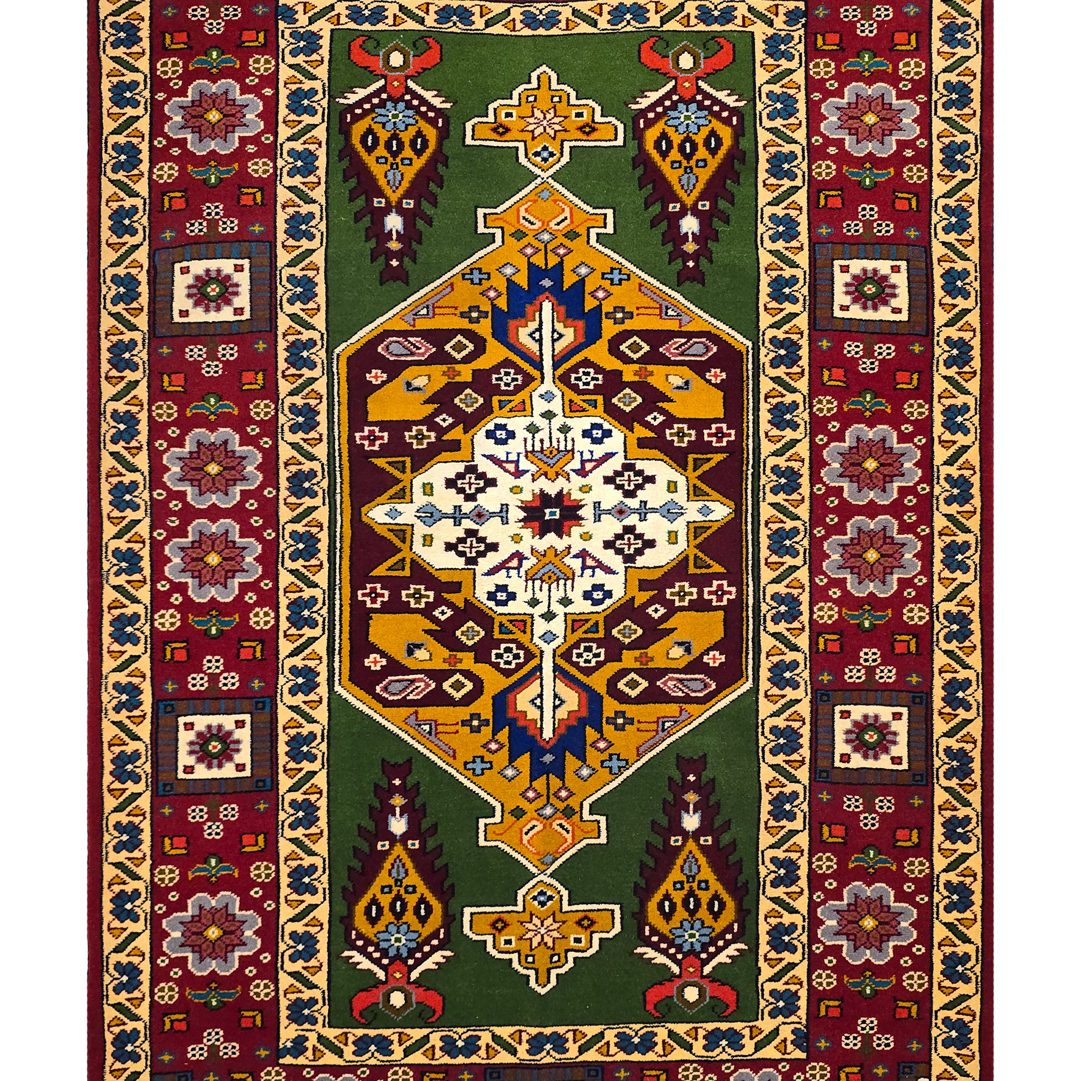 Persian Heriz Handknotted Wool Rug 107 x 160cm (3.5' x 5.2' ft) Green