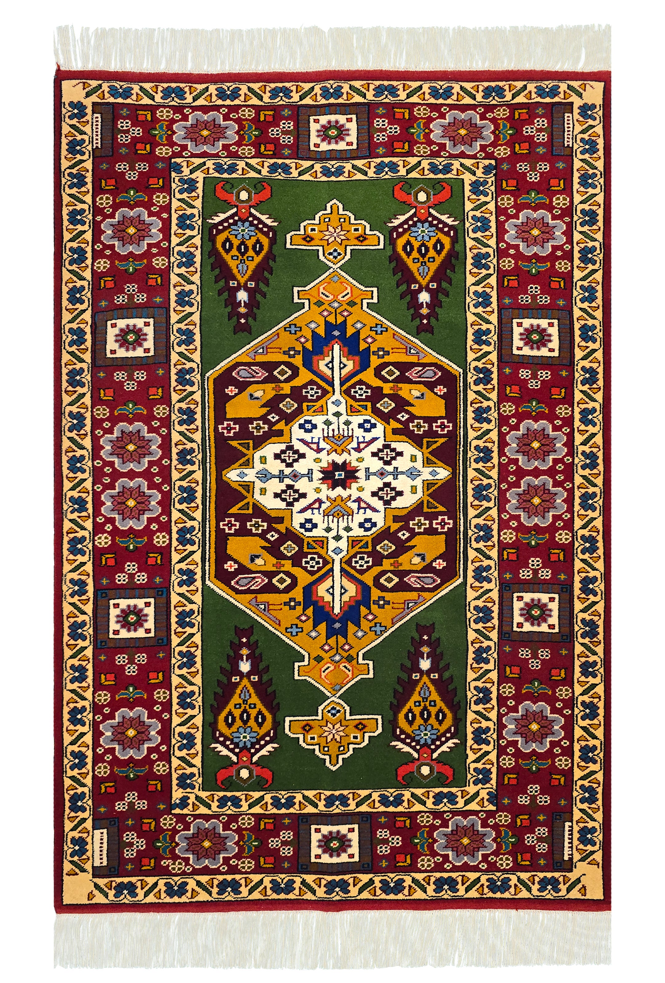 Persian Heriz Handknotted Wool Rug 107 x 160cm (3.5' x 5.2' ft) Green