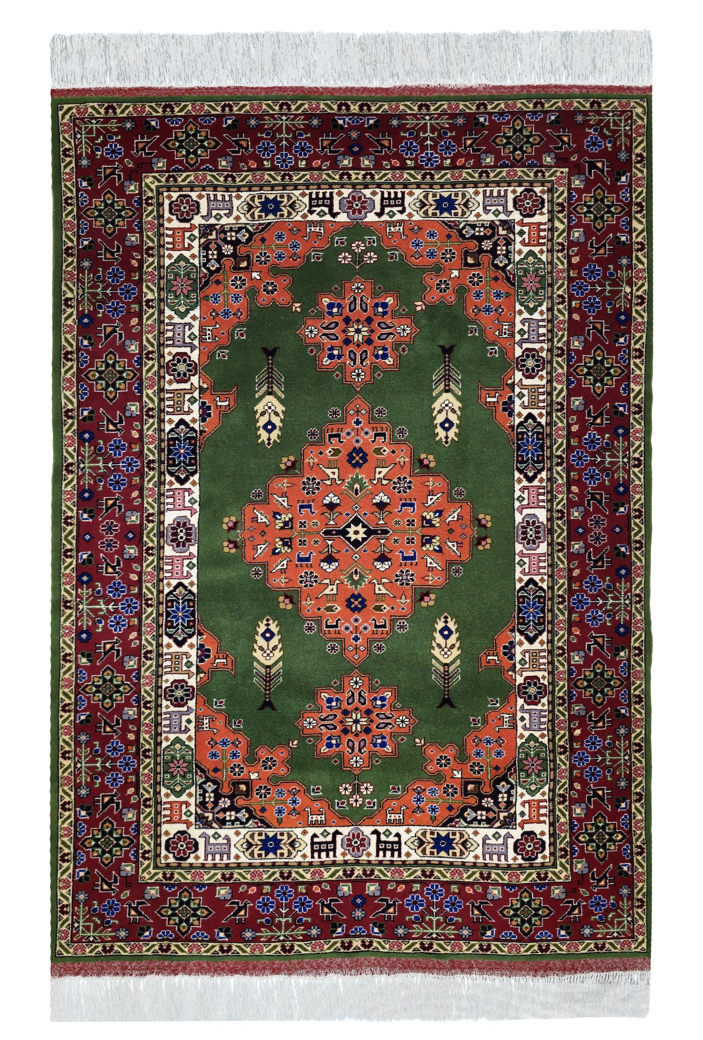 Persian Rug Heriz Handknotted Wool Rug 136 x 200cm (4.5' x 6.5' ft) Green