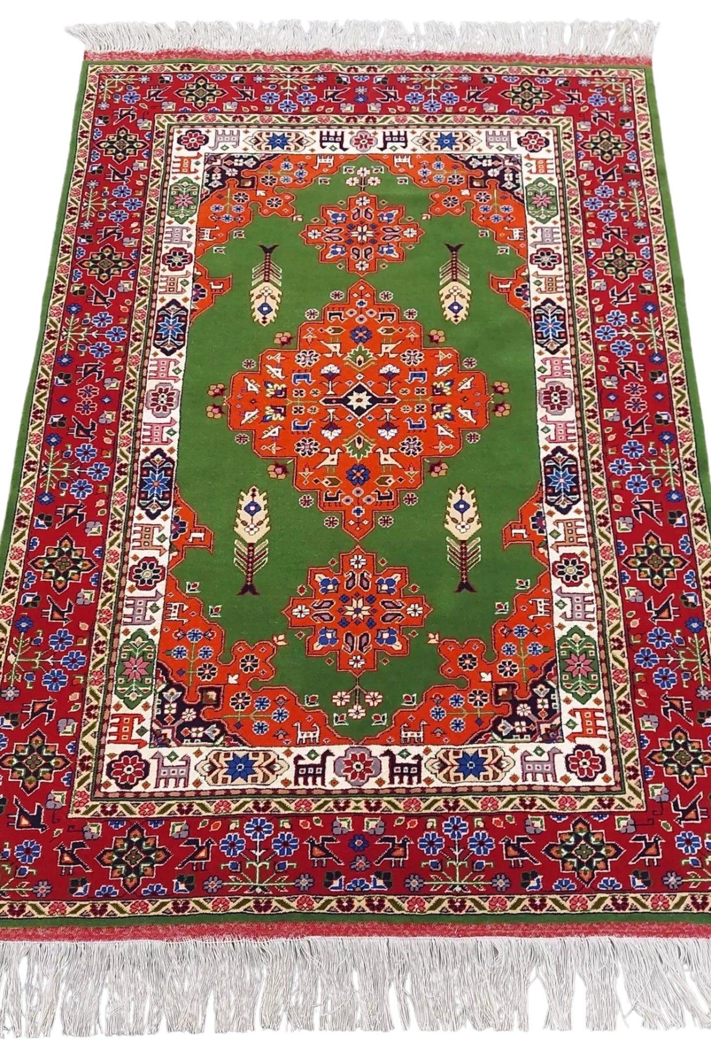 Persian Rug Heriz Handknotted Wool Rug 136 x 200cm (4.5' x 6.5' ft) Green