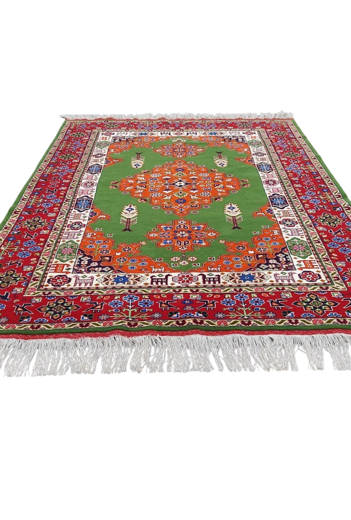 Persian Rug Heriz Handknotted Wool Rug 136 x 200cm (4.5' x 6.5' ft) Green