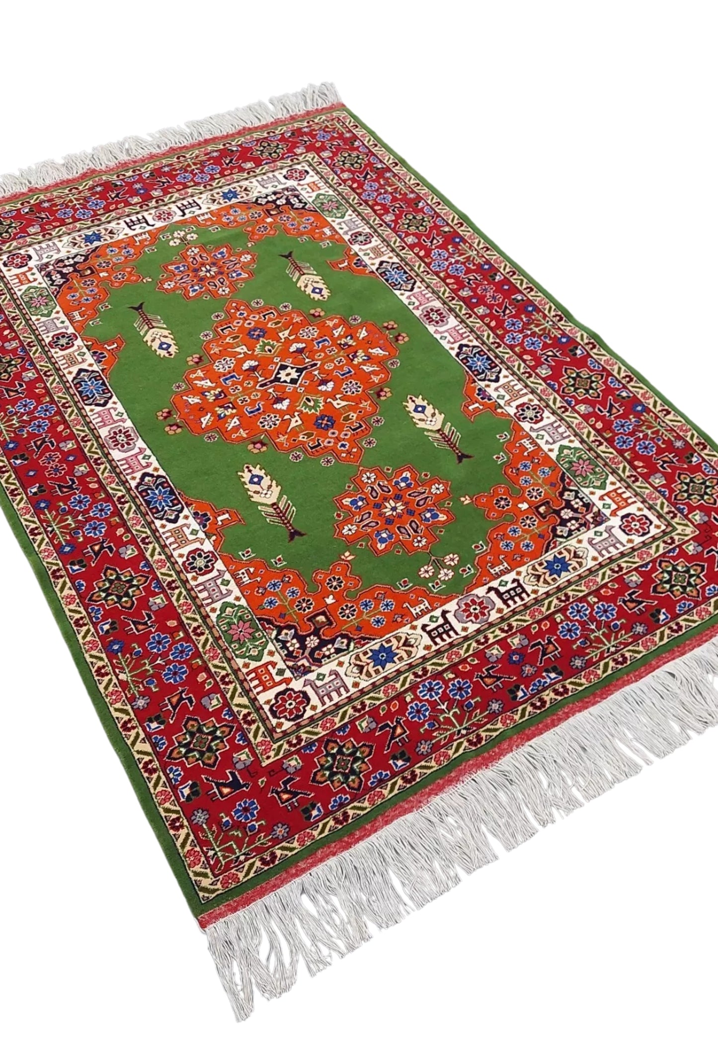Persian Rug Heriz Handknotted Wool Rug 136 x 200cm (4.5' x 6.5' ft) Green