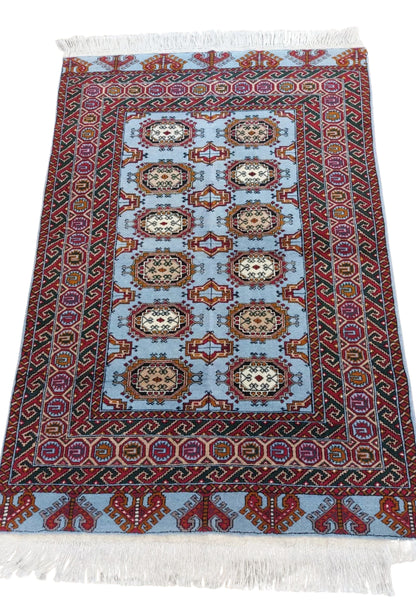 Sarouk Rug Salor Pendi Tribal Pattern Wool Rug 110x 160cm (3'7 x 5'2 ft) Blue