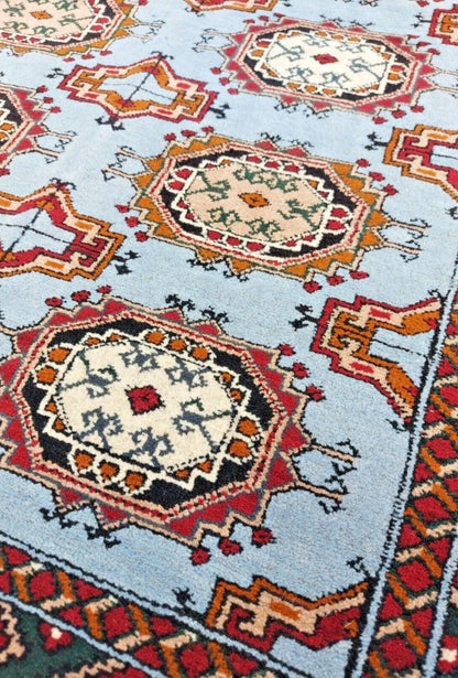 Sarouk Rug Salor Pendi Tribal Pattern Wool Rug 110x 160cm (3'7 x 5'2 ft) Blue