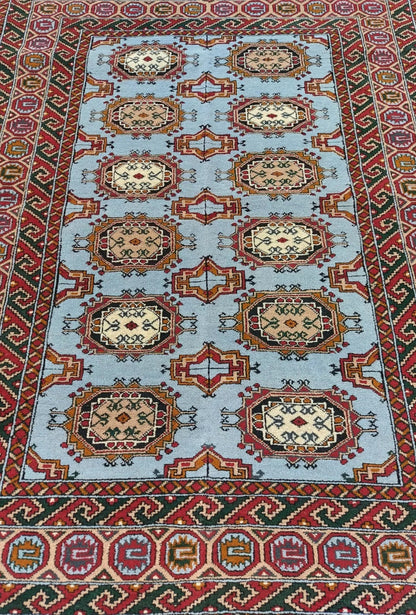 Sarouk Rug Salor Pendi Tribal Pattern Wool Rug 110x 160cm (3'7 x 5'2 ft) Blue