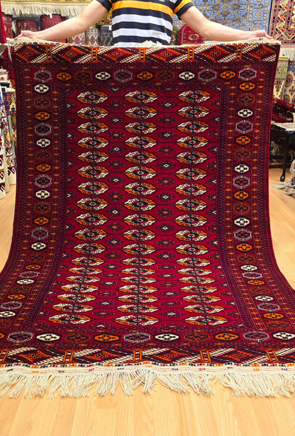 Tekke Wool Rug 100% Organic Dye 150x212 cm (5'x7' ft) Red