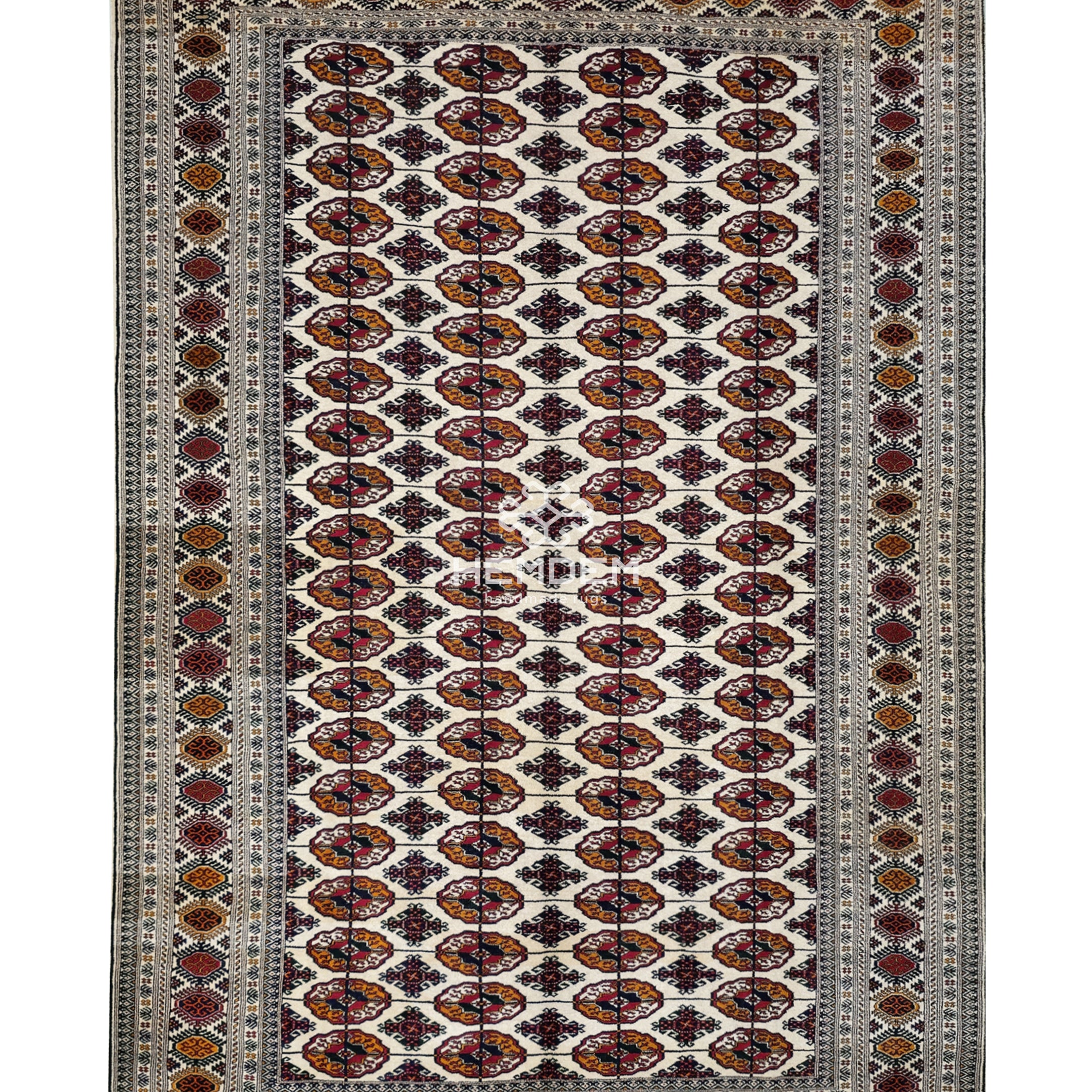 Tekke Wool Oriental Bokhara Rug 200 x 310 cm (7'x10' ft) Beige