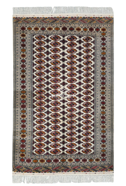 Tekke Wool Oriental Bokhara Rug 200 x 310 cm (7'x10' ft) Beige