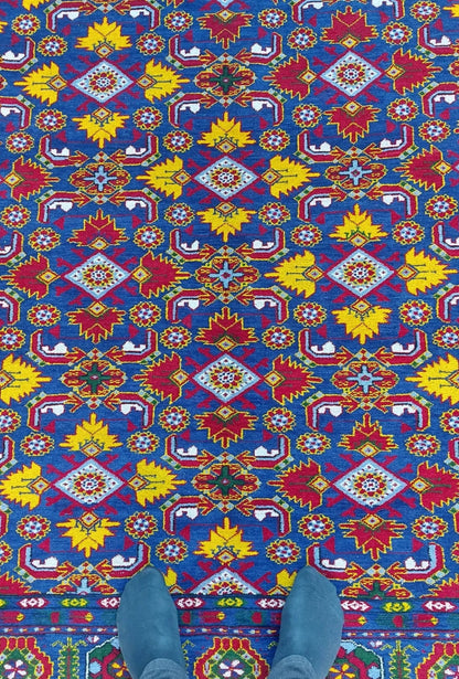 Traditional Ersari Beshir Handknotted Wool Rug 200x300cm (7' x 10' ft) Blue
