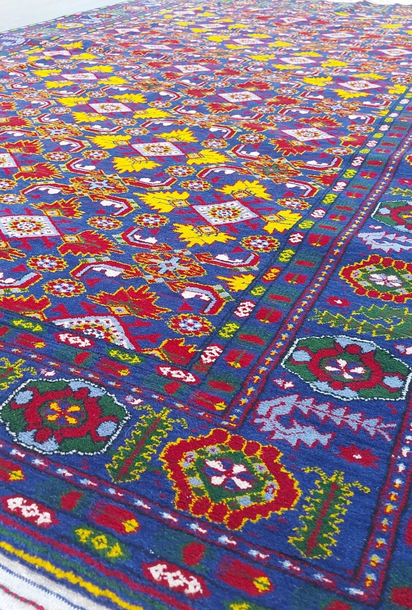 Traditional Ersari Beshir Handknotted Wool Rug 200x300cm (7' x 10' ft) Blue