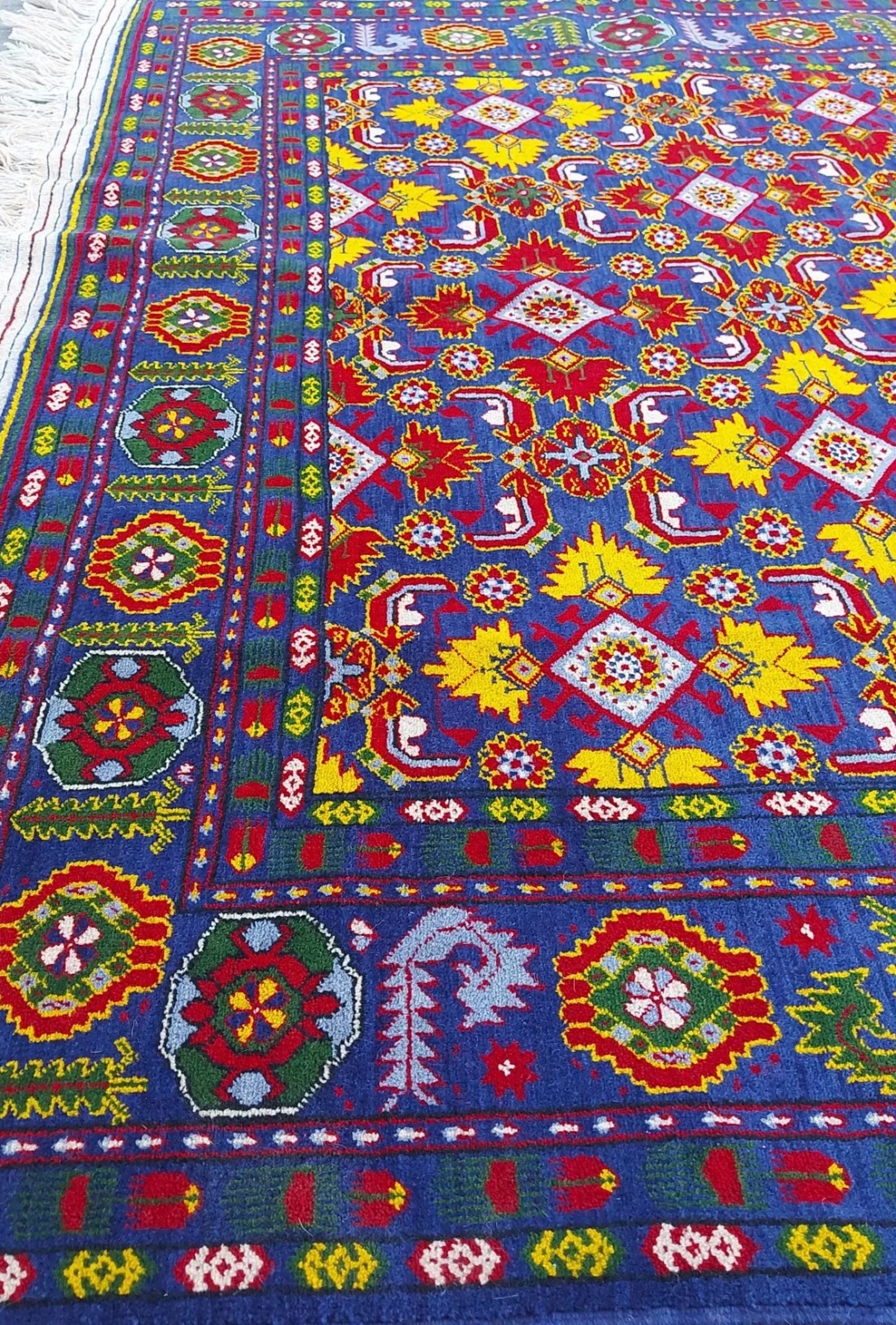 Traditional Ersari Beshir Handknotted Wool Rug 200x300cm (7' x 10' ft) Blue