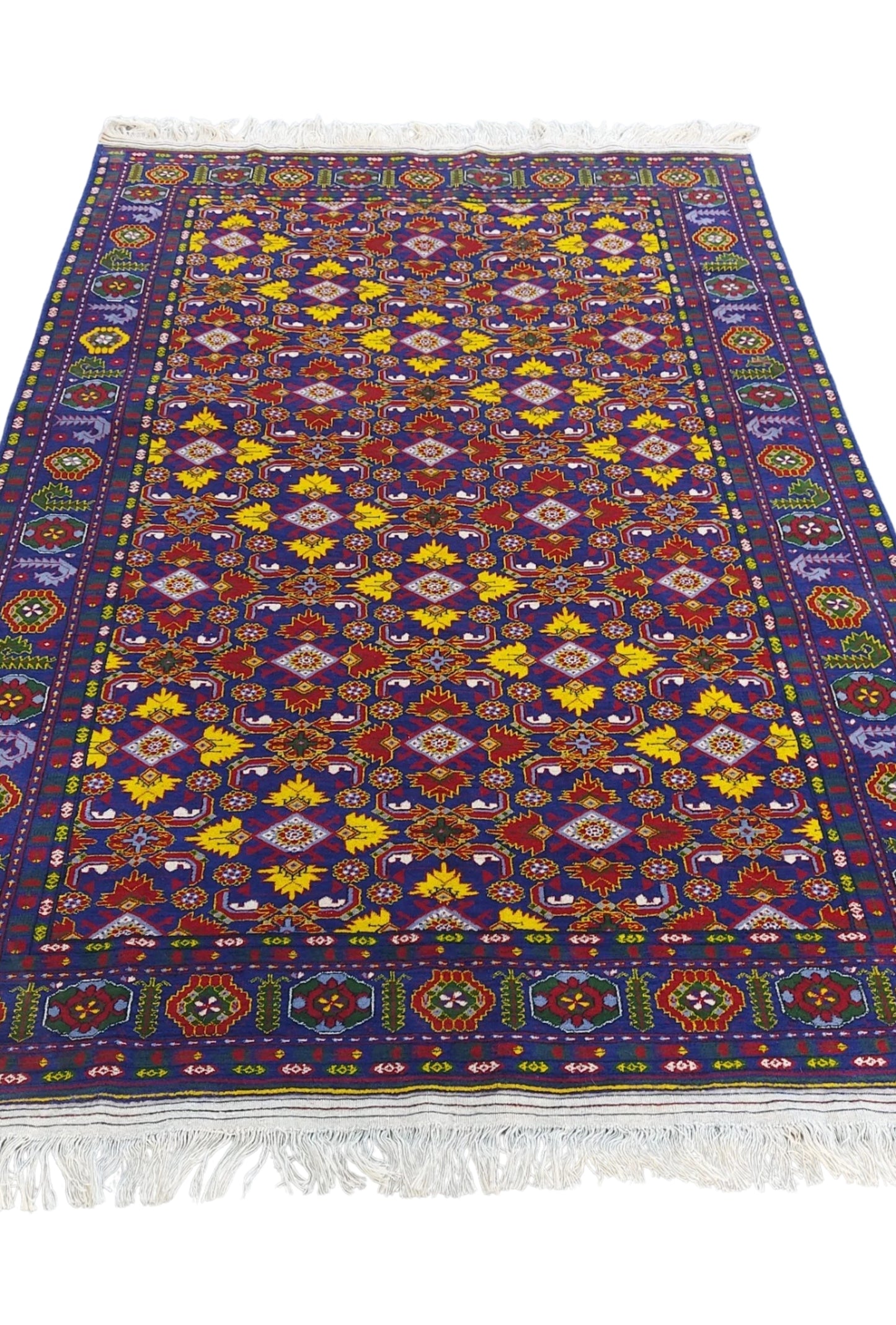 Traditional Ersari Beshir Handknotted Wool Rug 200x300cm (7' x 10' ft) Blue