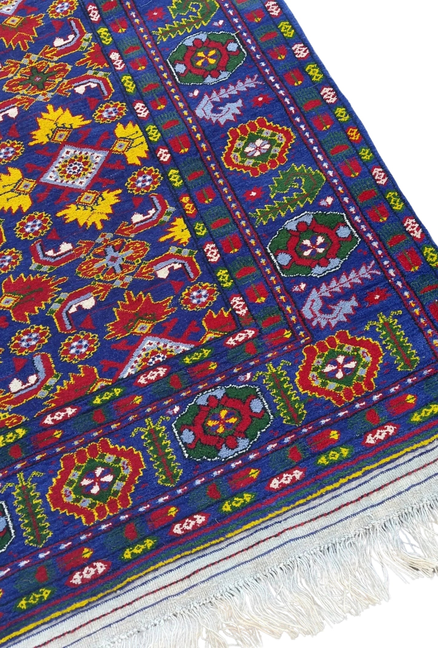 Traditional Ersari Beshir Handknotted Wool Rug 200x300cm (7' x 10' ft) Blue