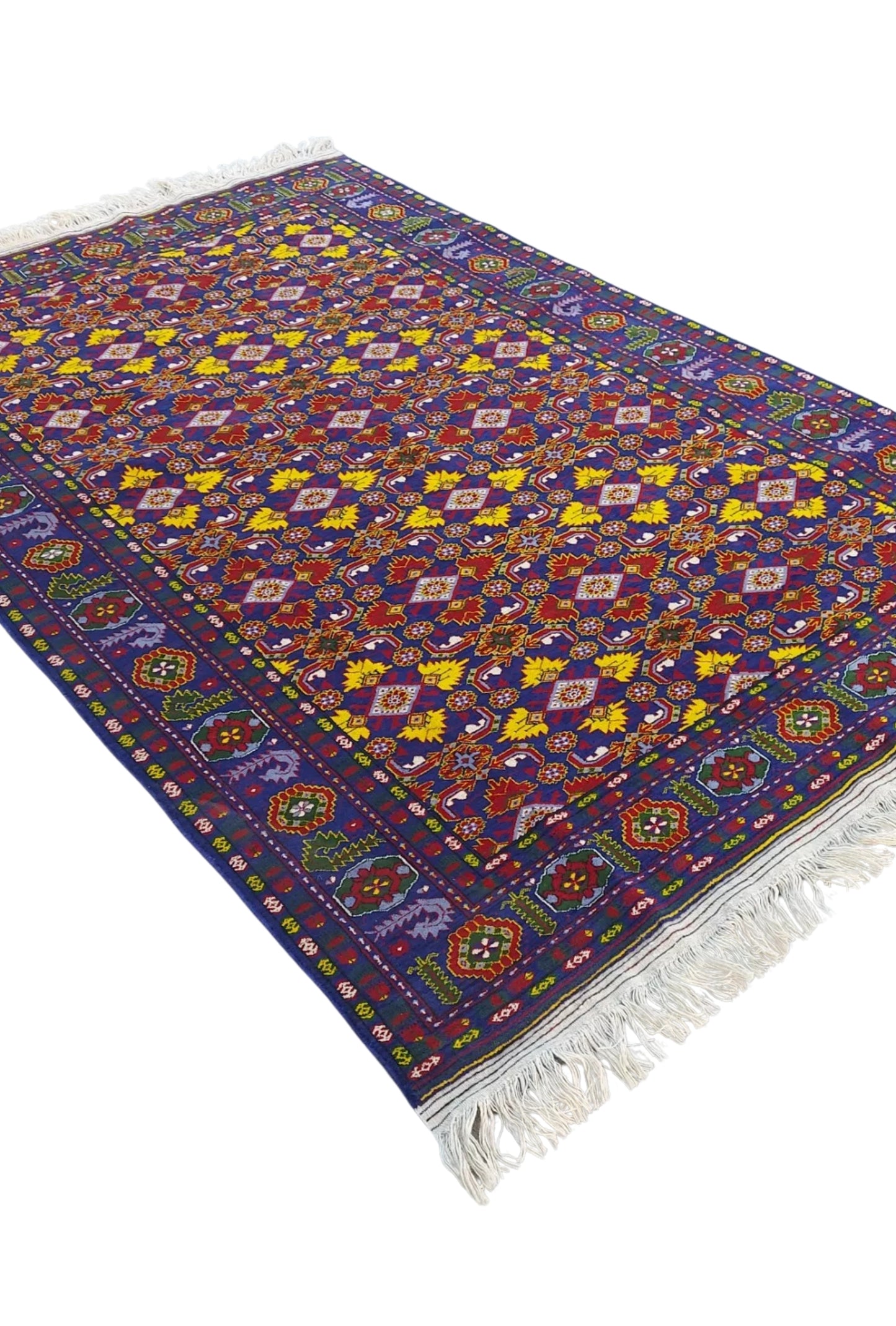 Traditional Ersari Beshir Handknotted Wool Rug 200x300cm (7' x 10' ft) Blue