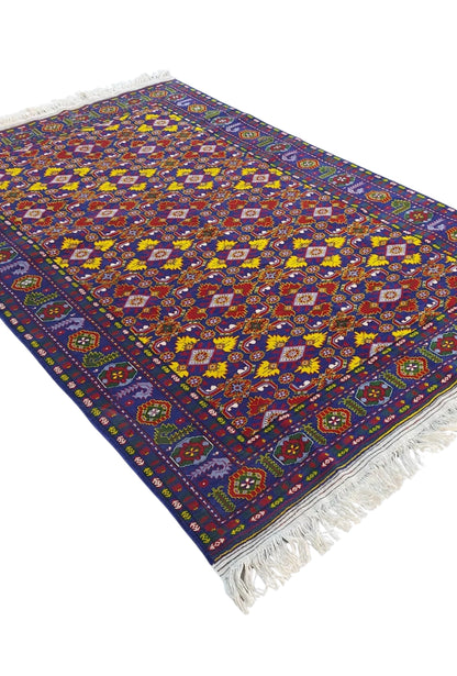 Traditional Ersari Beshir Handknotted Wool Rug 200x300cm (7' x 10' ft) Blue