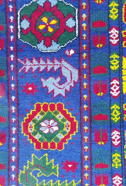 Traditional Ersari Beshir Handknotted Wool Rug 200x300cm (7' x 10' ft) Blue