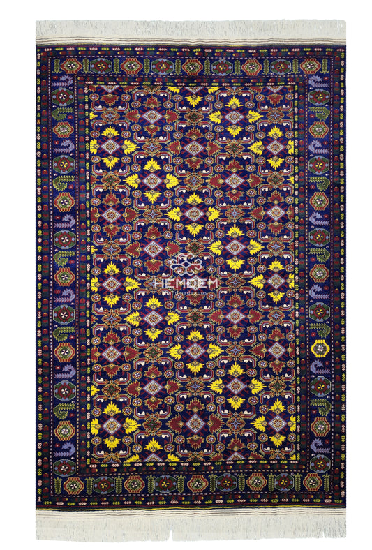 Traditional Ersari Beshir Handknotted Wool Rug 200x300cm (7' x 10' ft) Blue