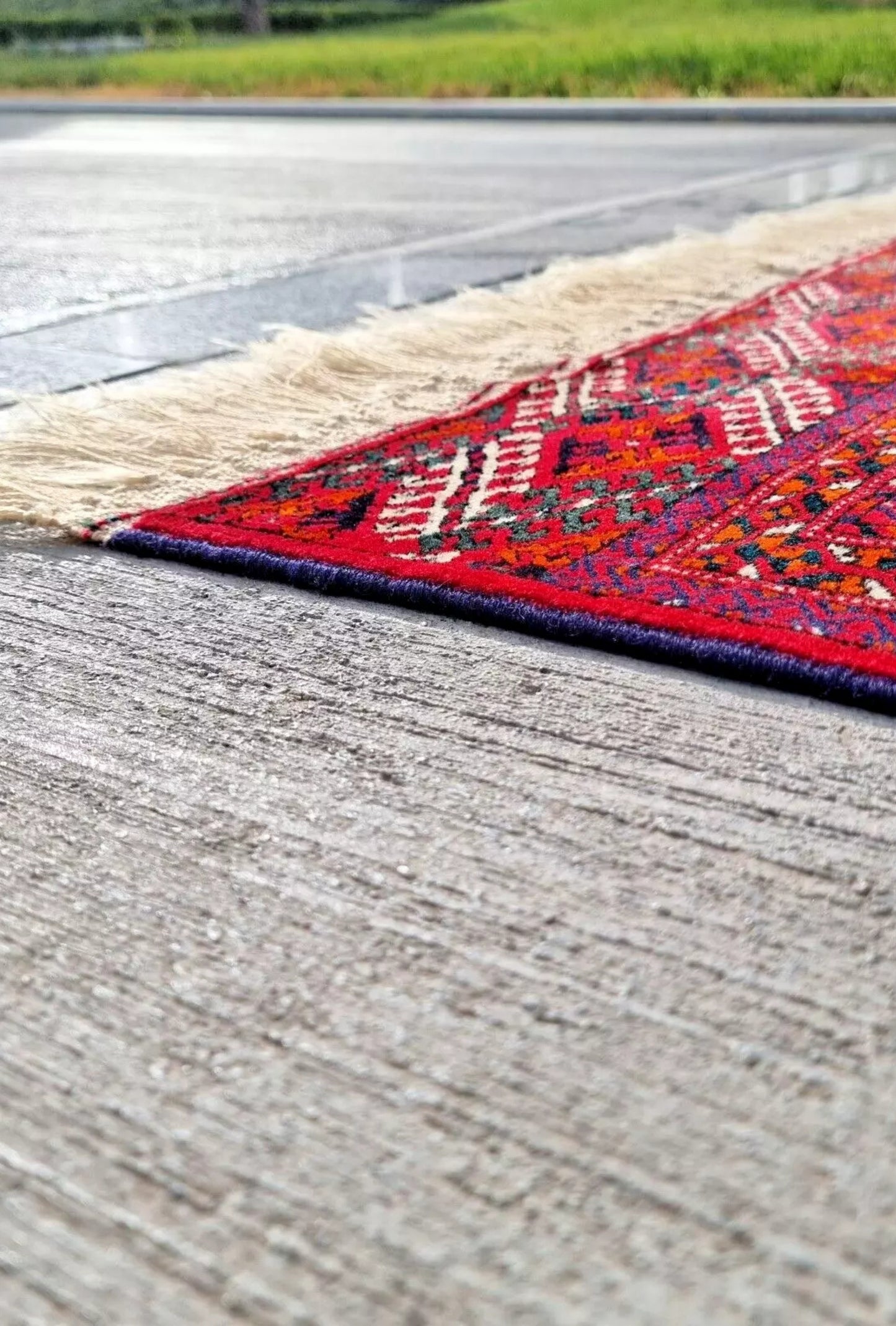 Turkmen Bukhara Handmade Rug- Vintage Tekke Wool Carpet 200x340cm (7' x 11' ft) Red