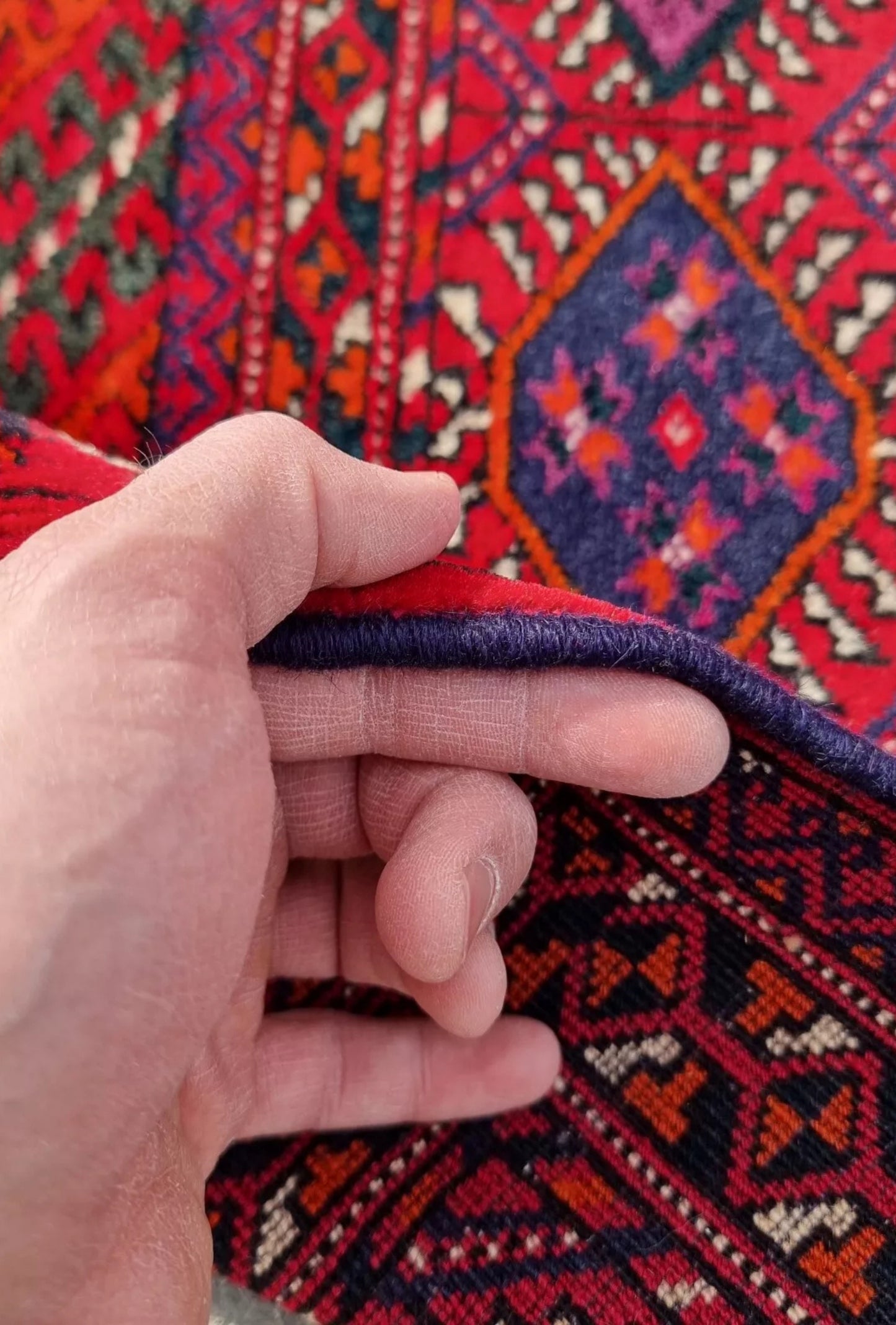 Turkmen Bukhara Handmade Rug- Vintage Tekke Wool Carpet 200x340cm (7' x 11' ft) Red