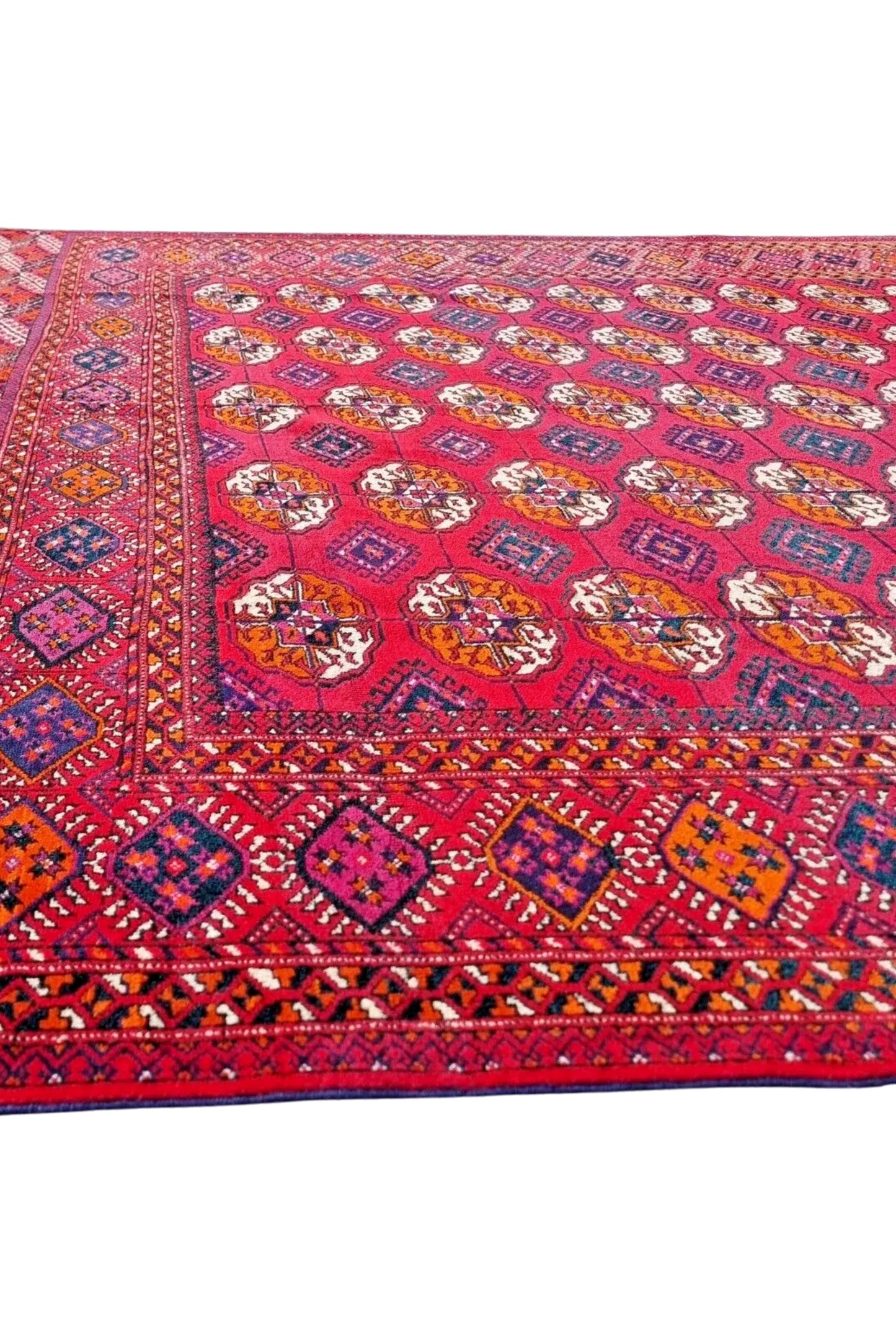 Turkmen Bukhara Handmade Rug- Vintage Tekke Wool Carpet 200x340cm (7' x 11' ft) Red