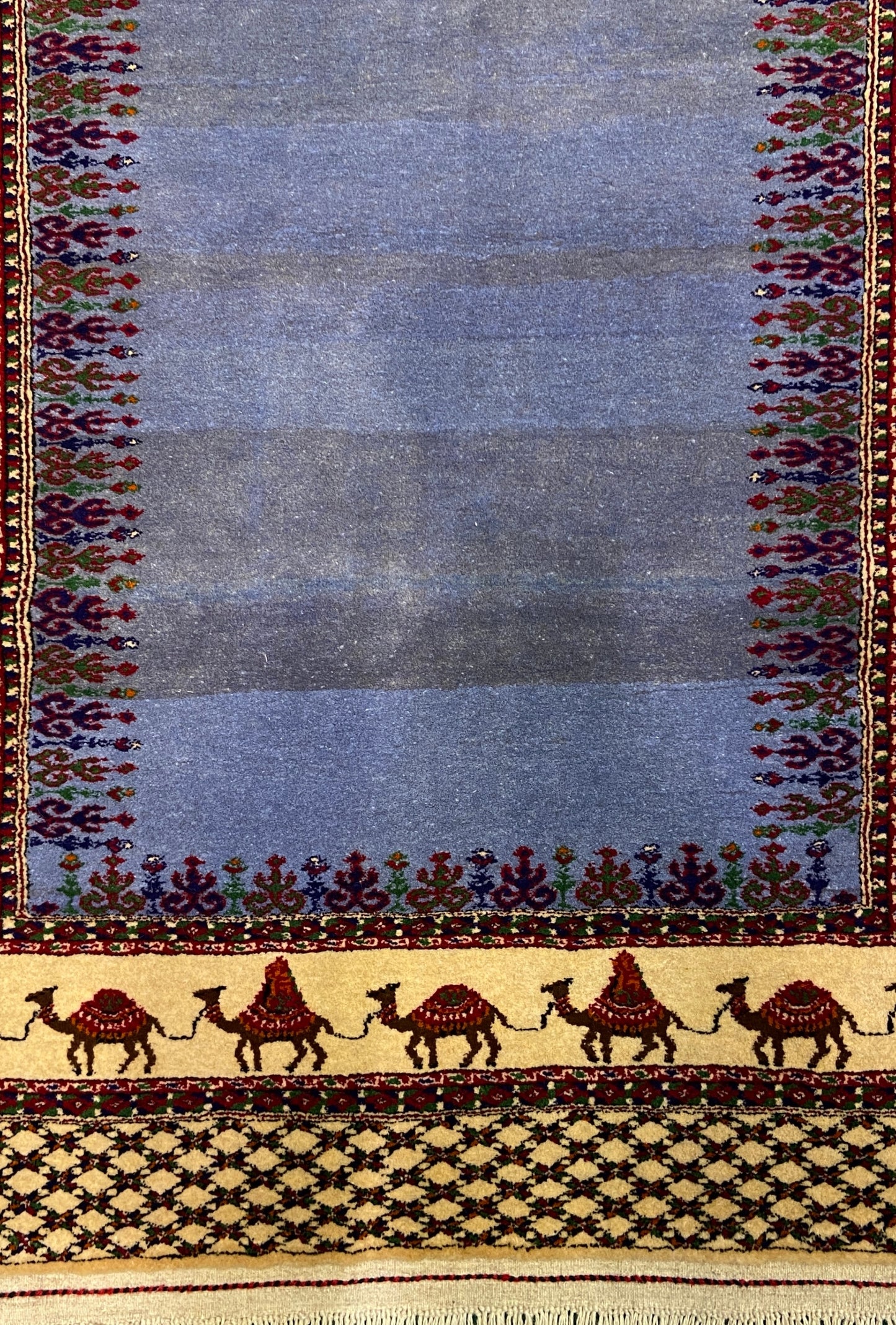 Turkmen Handknotted Rug Modern Camel Desing Wool Rug 90 x 133 cm (3'x4' ft) Blue