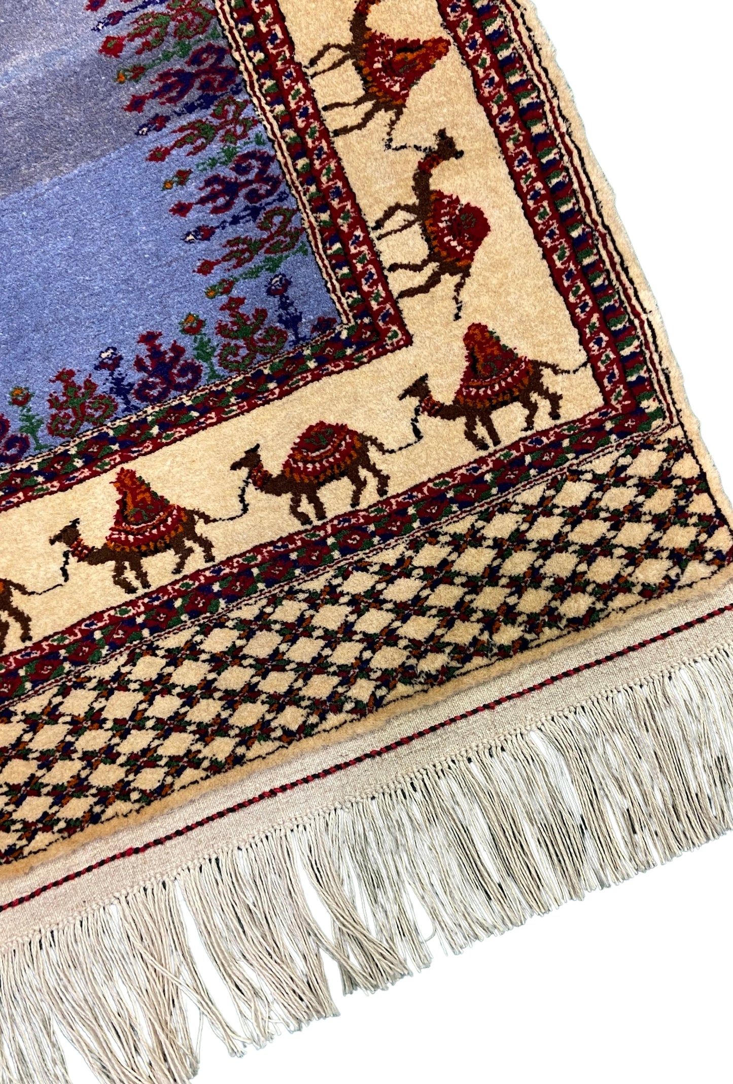 Turkmen Handknotted Rug Modern Camel Desing Wool Rug 90 x 133 cm (3'x4' ft) Blue