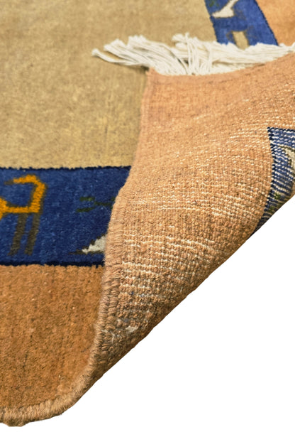 Turkmen Handknotted Rug Modern Minimal Desing Wool Rug 150 x 165 cm (5'x5'4 ft) Brown