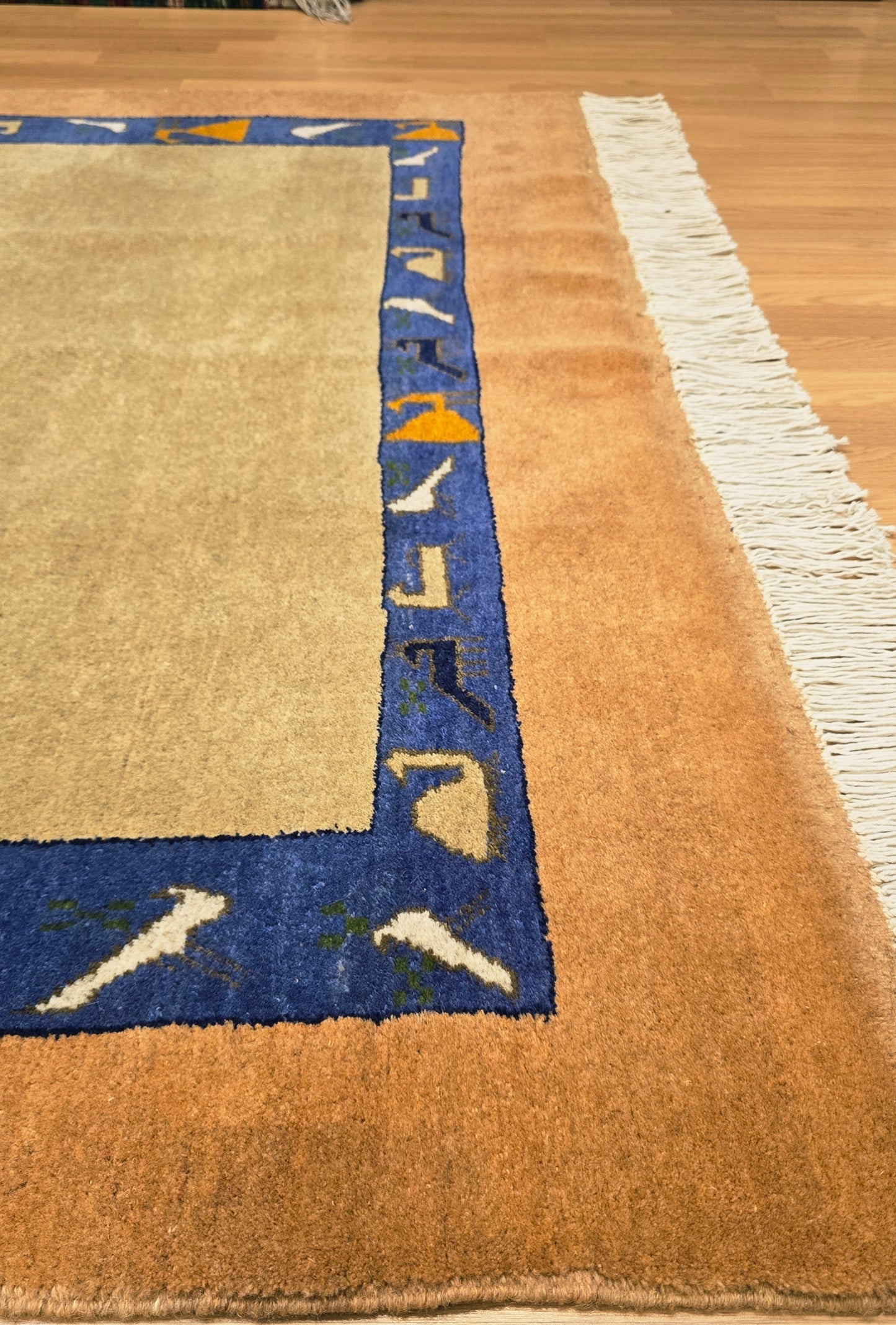 Turkmen Handknotted Rug Modern Minimal Desing Wool Rug 150 x 165 cm (5'x5'4 ft) Brown