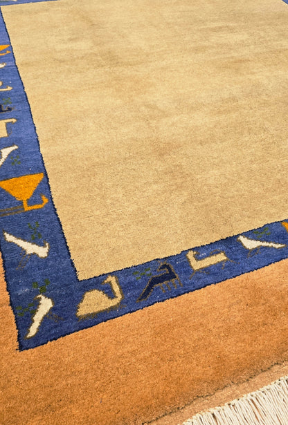 Turkmen Handknotted Rug Modern Minimal Desing Wool Rug 150 x 165 cm (5'x5'4 ft) Brown