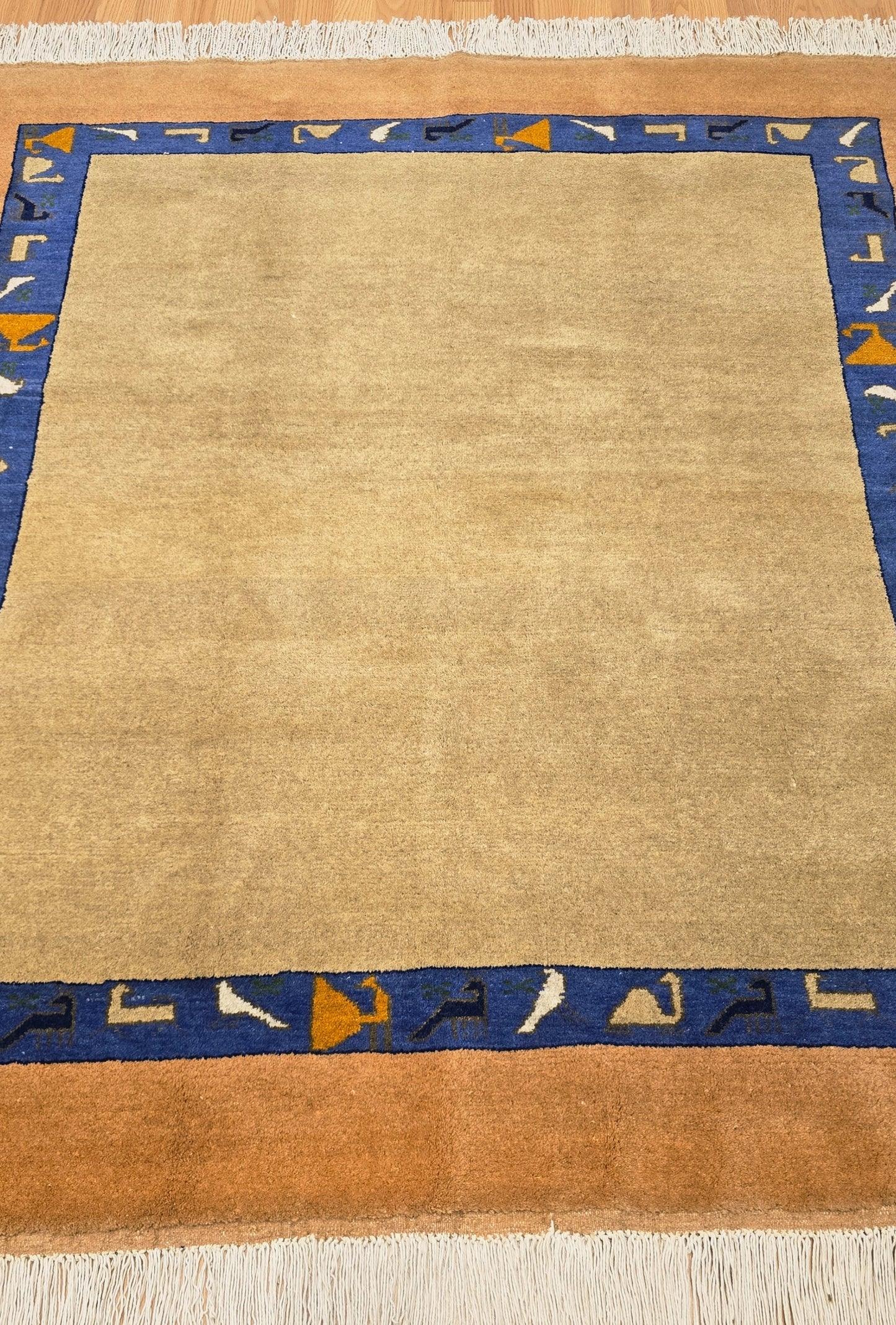 Turkmen Handknotted Rug Modern Minimal Desing Wool Rug 150 x 165 cm (5'x5'4 ft) Brown