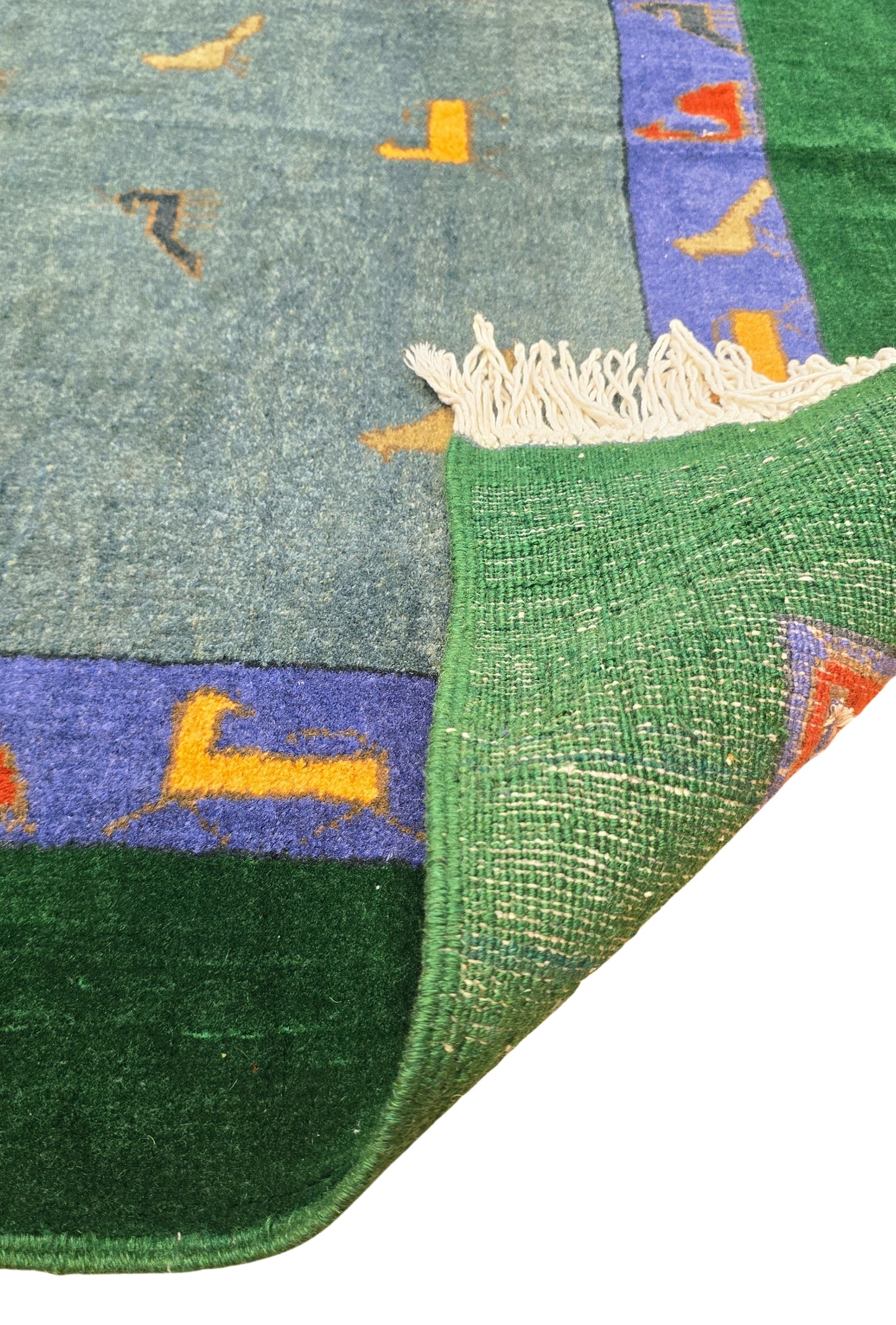 Turkmen Handknotted Rug Modern Minimal Wool Rug 118 x 173 cm (3'x4' ft) Green