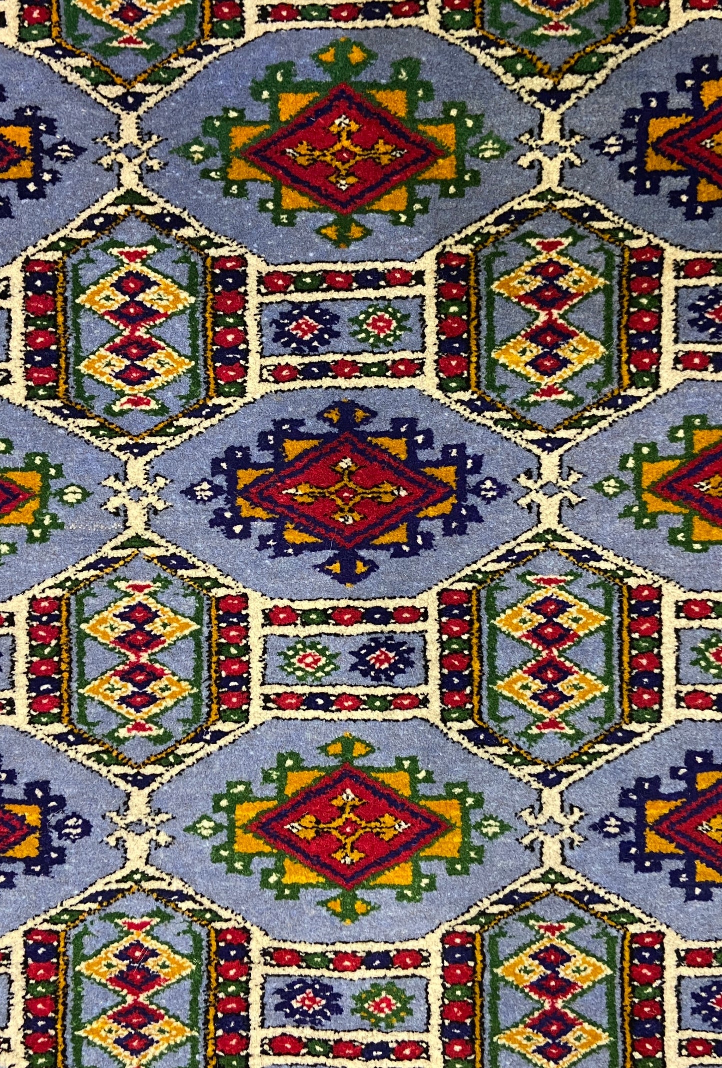 Turkmen Handknotted Rug Rare Diamond Desing Wool Rug 86 x 125 cm (3'x4' ft) Blue