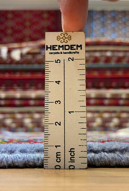 Turkmen Handknotted Rug Rare Diamond Desing Wool Rug 86 x 125 cm (3'x4' ft) Blue