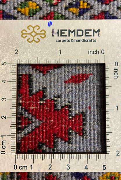 Turkmen Handknotted Rug Rare Diamond Desing Wool Rug 86 x 125 cm (3'x4' ft) Blue