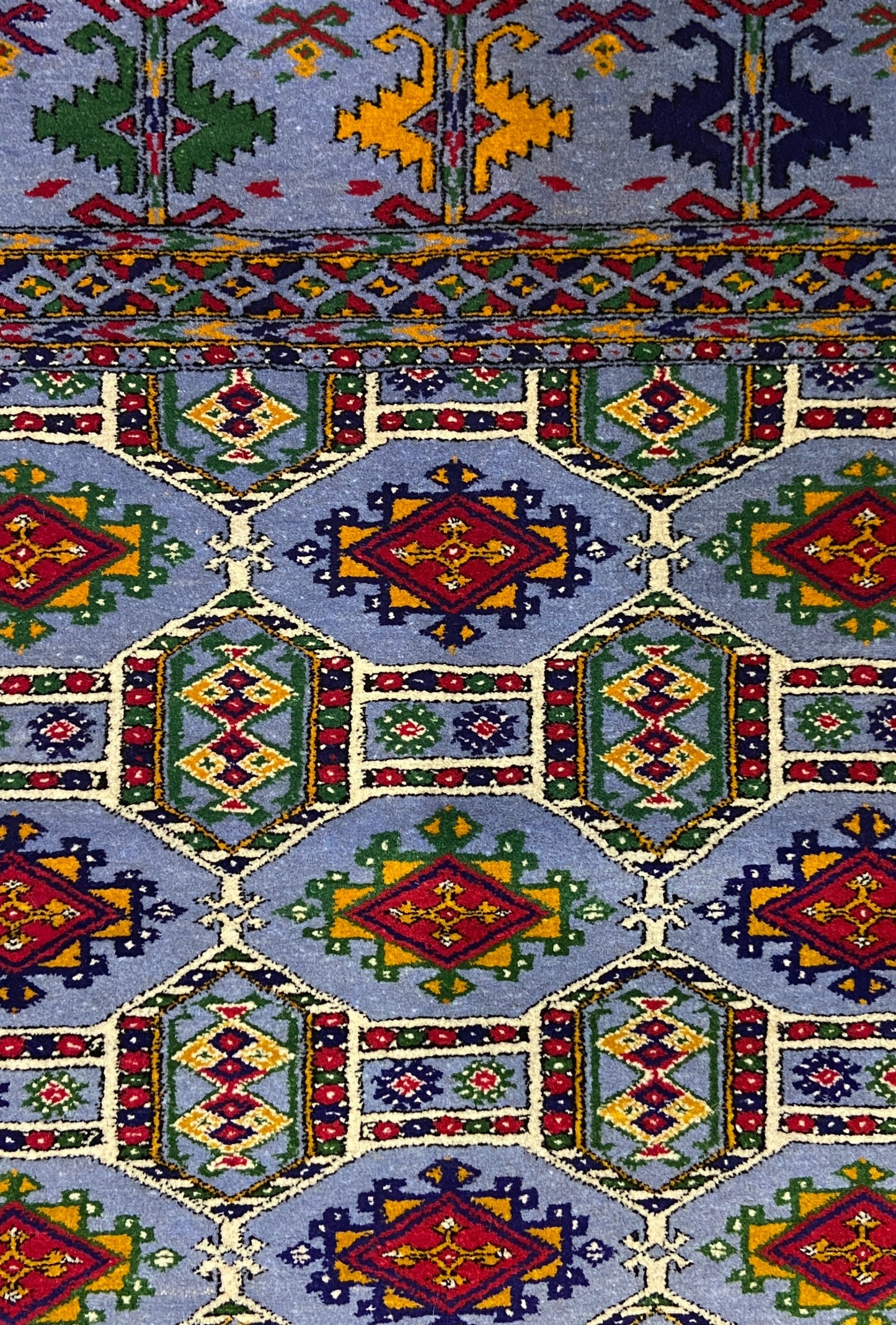 Turkmen Handknotted Rug Rare Diamond Desing Wool Rug 86 x 125 cm (3'x4' ft) Blue