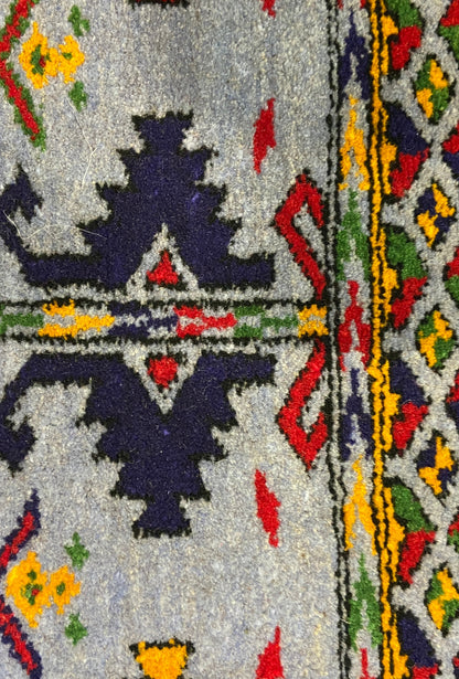 Turkmen Handknotted Rug Rare Diamond Desing Wool Rug 86 x 125 cm (3'x4' ft) Blue