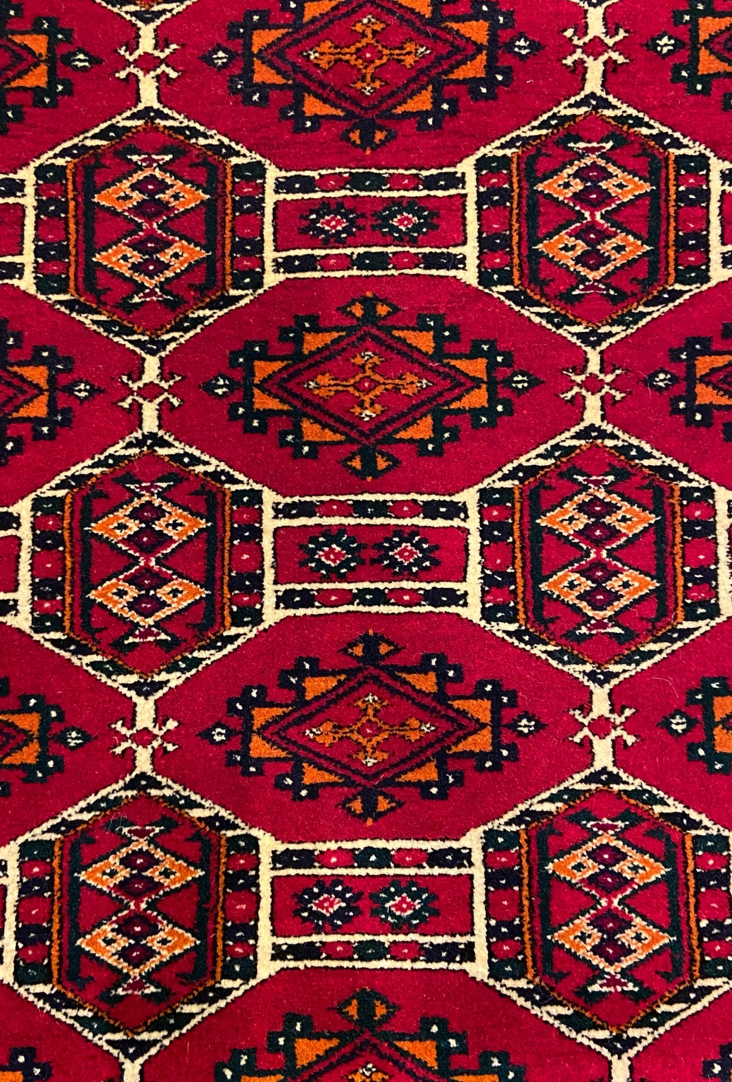 Turkmen Handknotted Rug Rare Diamond Desing Wool Rug 86 x 125 cm (3'x4' ft) Red