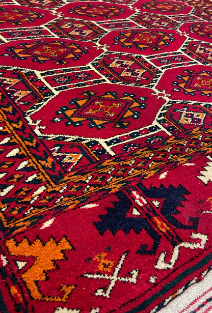 Turkmen Handknotted Rug Rare Diamond Desing Wool Rug 86 x 125 cm (3'x4' ft) Red