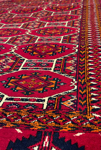 Turkmen Handknotted Rug Rare Diamond Desing Wool Rug 86 x 125 cm (3'x4' ft) Red