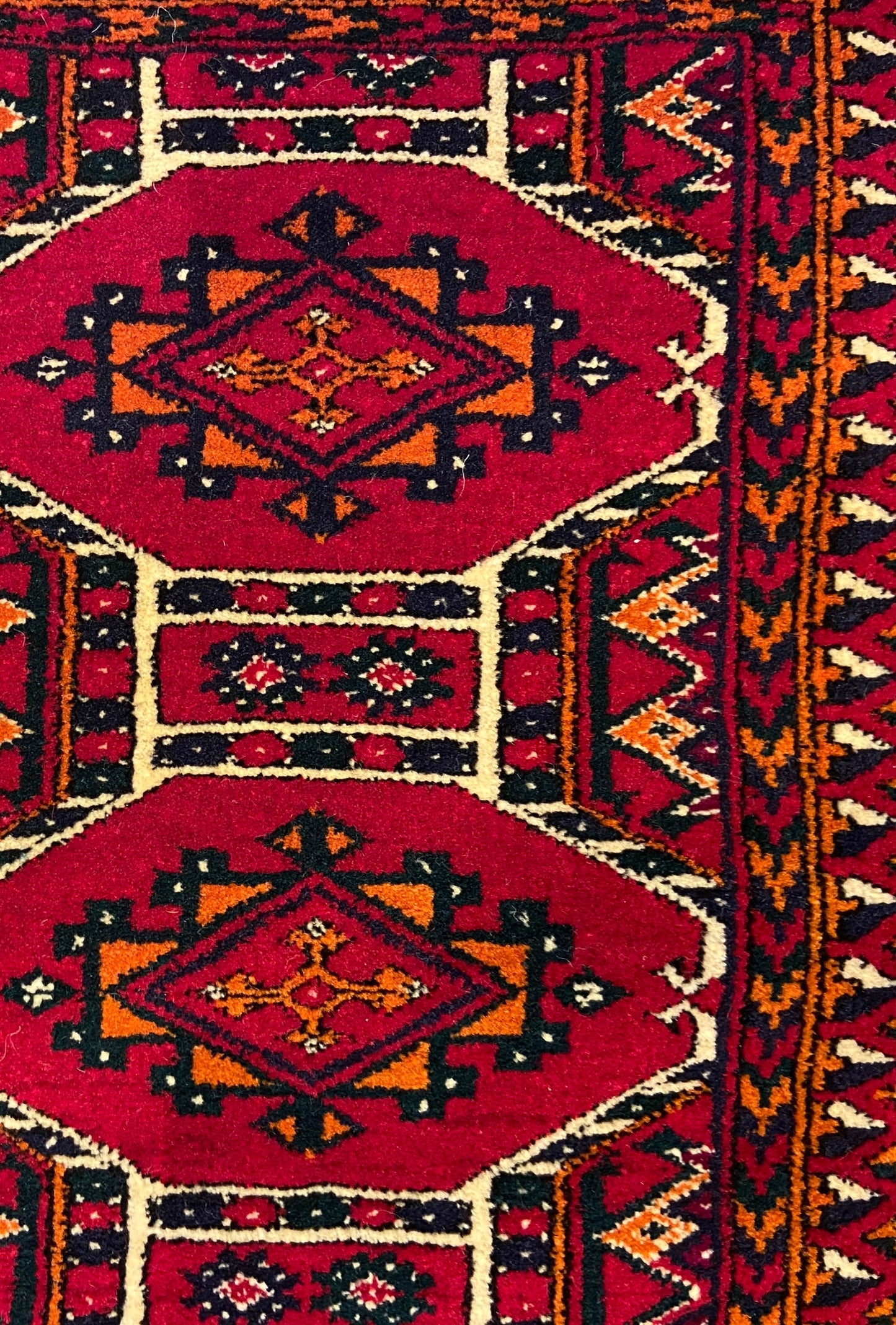 Turkmen Handknotted Rug Rare Diamond Desing Wool Rug 86 x 125 cm (3'x4' ft) Red