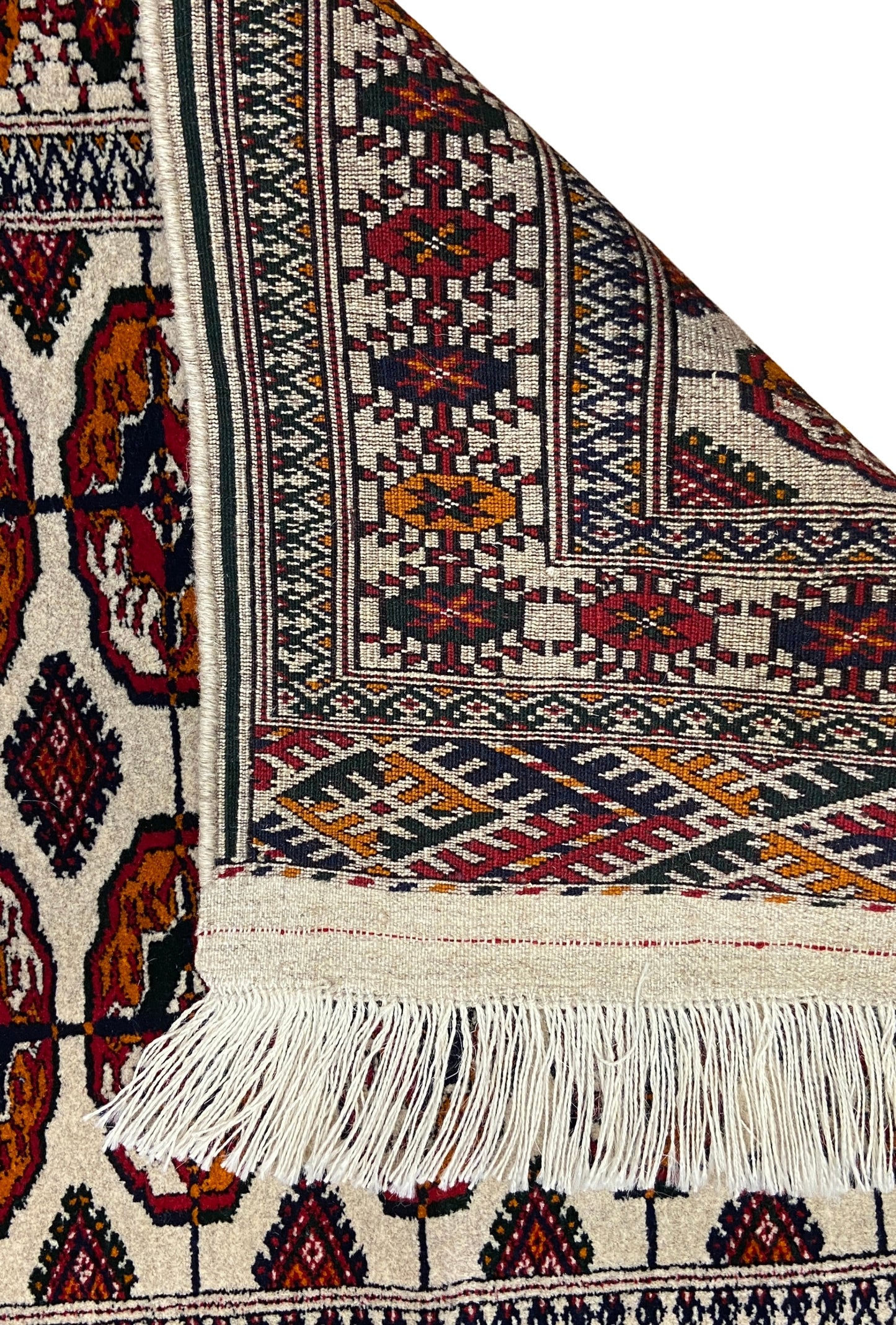 Turkmen Handknotted Rug Tekke Wool Rug 81 x 130 cm (3'x4' ft) Beige